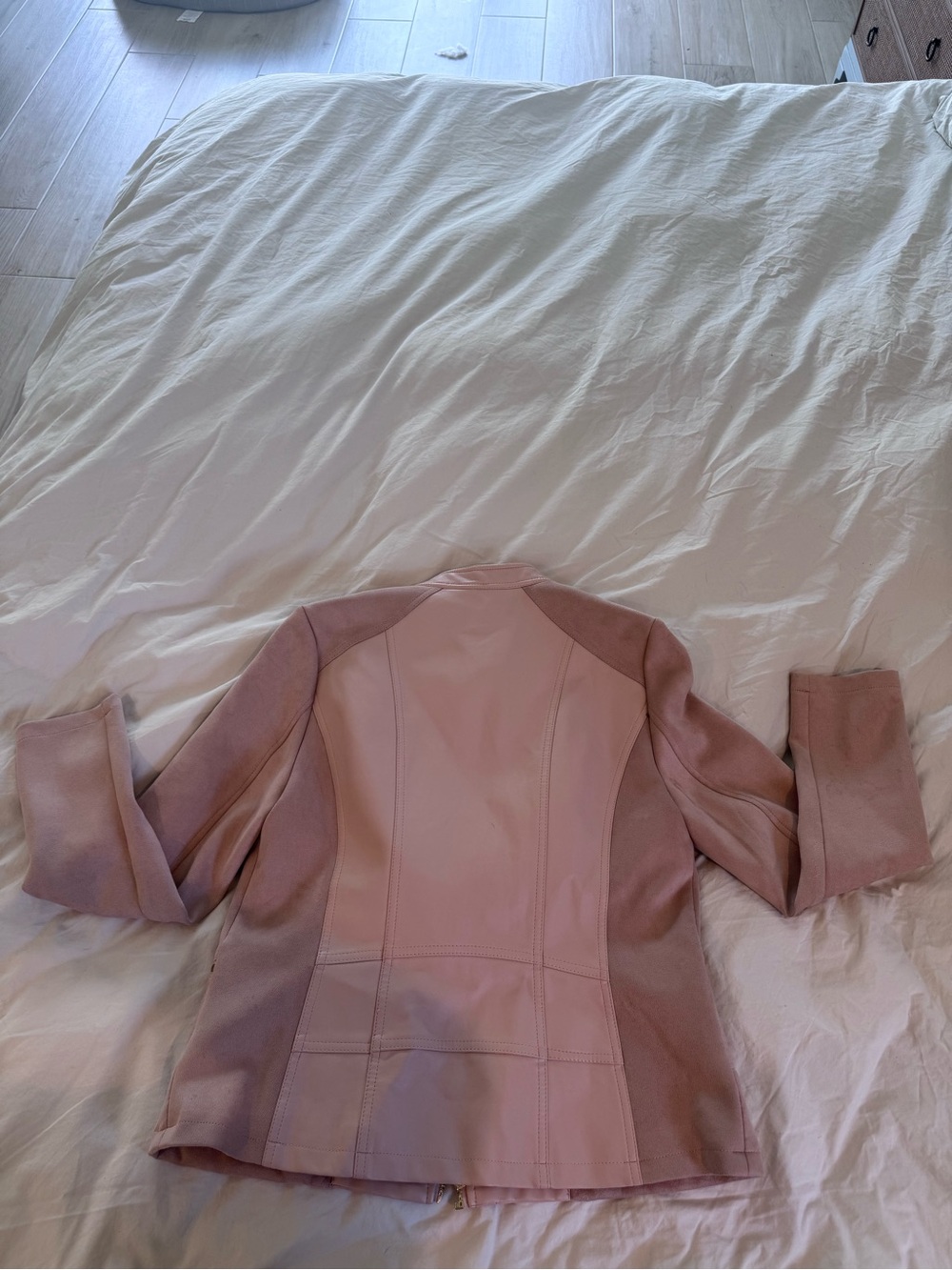Light Pink Womens Jacket - Zip Front Moto Style - Picture 2 of 3